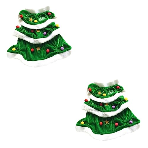 Beavorty 2St Weihnachtsbaum Katzenkostüm Weihnachtshundeoverall Weihnachtsmann-Kleid Kleidung Hundekleid in Weihnachtsbaumform Haustierkleid für Party der Hund Mantel Hund Katze von Beavorty