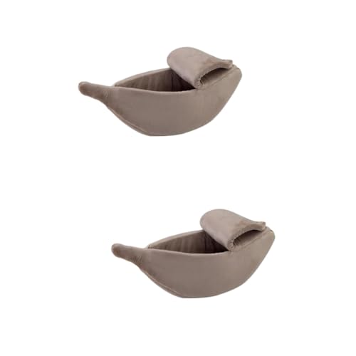 Beavorty Haustierbett Bananenform Warmes Nest Für Hunde Und Katzen Bequeme Schlafunterlage Multifunktional Khaki S 2 Stück von Beavorty