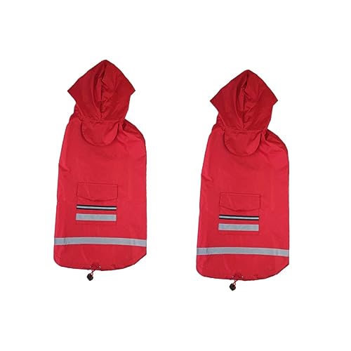 Beavorty 2 Stücke Hund Regen Jacke Reflektierende Streifen Haustier Regen Für Mittel-große Hunde Outdoor Hund Mantel Rot 5XL von Beavorty