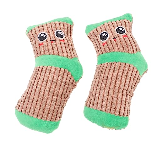 Beavorty 2pcs Haustier Spielzeug Cartoon Socke Form Quietschende Hund Kauen Spielzeug für Langeweile Relief von Beavorty