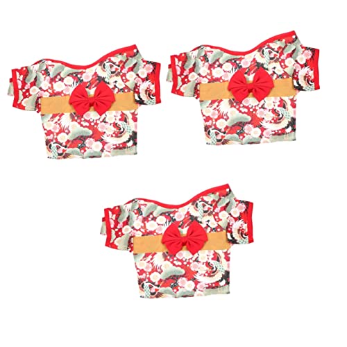 Beavorty 3 STK Kleidung für Haustiere Hunde-Kimono Welpen-Kimono-Kostüm Jacke Blumenkleid Japan Kleider Haustierkleidung Katzen-Kimono Hund lustige Kleidung Shiba Inu Hundekleidung Stoff von Beavorty