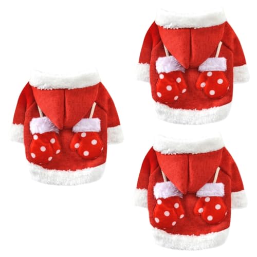 Beavorty 3 STK Weihnachtspullover Weihnachtskleidung für Hunde Welpen-Weihnachtsmann-Kostü Kleiner Hundepullover roter Kapuzenpullover hundekleidung Weihnachten Haustier Hund von Beavorty