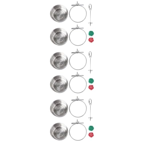 Beavorty 3 Sätze 5-teiliges Set Vogelkäfig-utensilien Vogelkäfige Für Nymphensittiche Vogelkäfig Aus Edelstahl Haustiersachen Spielzeuge Vogel-Rattan-Kugel Wasserkäfig Baumrebe Papagei von Beavorty