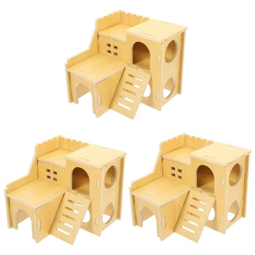 Beavorty 3st Hamsterhütte Hamster Verstecken Haustierkäfig Hamsterhaus Kleintierversteck Hamster-Mini-Nest Mäuse Hamster Versteckt Hamsternest Hamster Wohnhaus Hölzern Sommer Spielzeug von Beavorty