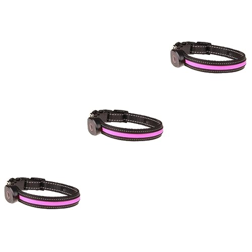 Beavorty 3st Haustier-Halskette Glitzerkette Haustierhalsband Aus Nylon Led Geführte Leuchtende Halskette Rundhalskragen Blinkendes Haustierhalsband Scheinen Seil Rosa von Beavorty