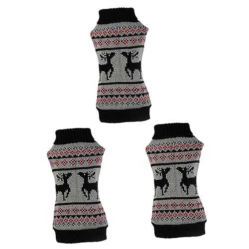 Beavorty 3-teiliges Schickes Hundepullover Mit Weihnachts-hirschmuster Warme Haustierjacke Für Hunde Hundeparty-Outfit Größe Xs von Beavorty