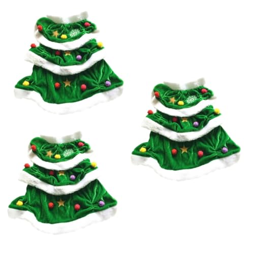 Beavorty 3st Hunde Katzen Weihnachtskleid Weihnachten Hundeumhang Weihnachtsbaum Katzenkostü Hundemäntel Für Den Winter Hunde-Outfit Weihnachtshundekleider Hund Katze Haustier von Beavorty