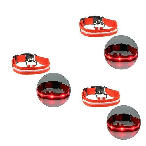 Beavorty 3St LED-Haustierhalsband leichte Gürtelkragen Lichtleiste LED Haustierhalsband Nachtsicht Hundehalsband blinkendes Haustierhalsband beleuchteter Kragen Rundhals Siebdruck von Beavorty