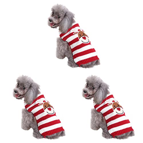 Beavorty 3St Rentier-Hundepullover Fleecepullover für Hunde Kleider Weihnachtspullover gestrickter Pullover für Haustiere Haustier Hund Mantel Chef Weihnachtskatze Kleidung von Beavorty