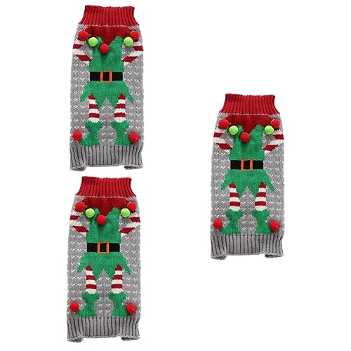 Beavorty 3-teiliger Weihnachtspullover Für Haustiere Hässlicher Clownpullover Bis Große Hundekleidung Haustierpullover Hundeparty-Kleidung Welpen-weihnachtsoutfit von Beavorty