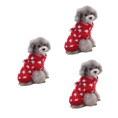 Beavorty 3st Hundekleidung Welpen-Hoodie Kleine Hunde-Outfits Rollkragenpullover Hund Weihnachtstuch Haustier-Outfit Hals Pullover Welpen-Outfits Weihnachtskostüme Halloween von Beavorty