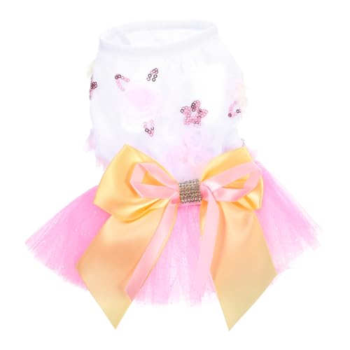 Beavorty 3St Hund Prinzessin Kleid Sommerkleid aus Spitze Kleider für Mädchen Pullover Kleider Schleifenkleid Hund Blumenmädchen Kleid Hundekleid für Mädchen der Hund Kleidung Hündchen Rock von Beavorty