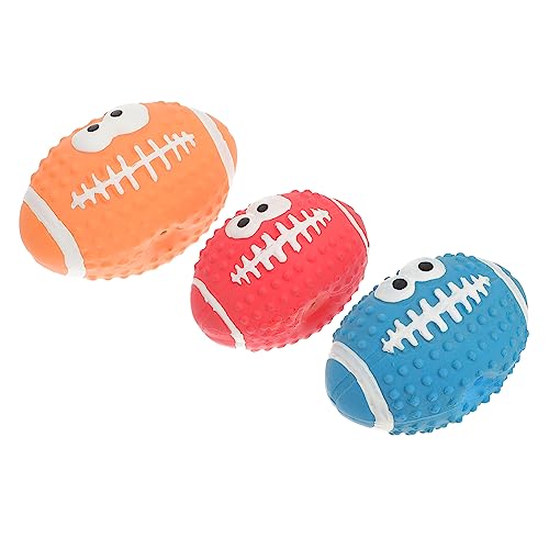 Beavorty Hundespielzeug-Set 3-teilig Quietschendes Latex-Rugby für Hunde Spaß mit Quietschenden Hundebällen Haustier Klein Quietschender Fußball von Beavorty