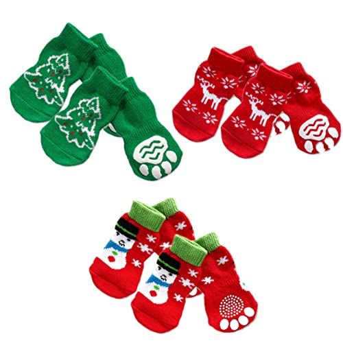 Beavorty Weihnachtssocken 4 Sätze Sockenschuhe Süße Socken Cartoon-hundesocken Karikatur Hündchen Welpe von Beavorty