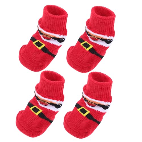 Beavorty 4 Haustier socken hundesocken Dog Socks welpensocken Weihnachtshundestrümpfe Weihnachtssocken Pfote Pfote waschbare Haustiersocken Pfotenschützer für Hunde tragbar von Beavorty