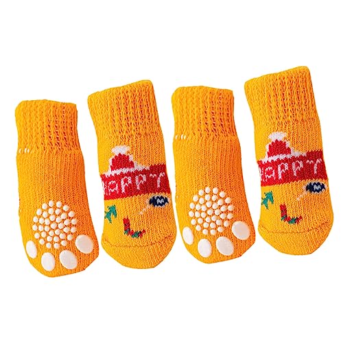 Beavorty 4 Haustier socken -Socken für Haustiere fuß Abdeckung Tier kostüm tierkostüm Strickzubehör Wintersocken Welpenzubehör Abriebfeste Hundesocken tragbar Hündchen von Beavorty