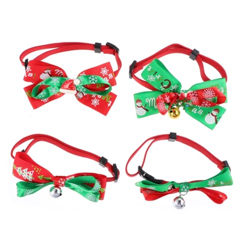 Beavorty Hundehalsbänder-Set 4-teilig Weihnachts-Haustier-Krawatten Glöckchen Individuelle Haustier- für Hunde Dekoratives Haustier-Halsband für Welpen von Beavorty