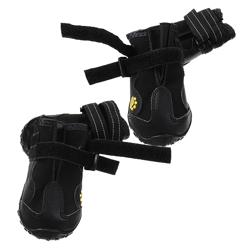 Beavorty 4er-Pack Schneestiefel für Hunde Warme Hundeschuhe – Sohle mit Druckknopfverschluss Schwarz Größe 5 von Beavorty