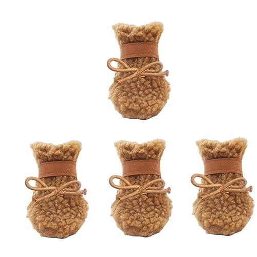 Beavorty 4 Hundeschuhe Schneestiefel Plüsch Hundeschuhe Schneeschuh Winterschuhe für Hunde Dog Shoes ausgestopfter Welpe Plüschtiere Pfotenschutz für Hunde Winterstiefel für von Beavorty