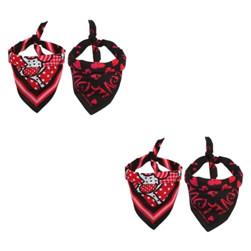 Beavorty 4 Stück Haustier Halstuch Hündchen-Bandanas Welpenkostüm Valentine's Day pet Collar Pet bib Hundelätzchen Speichelhalsband für Haustiere Liebe Zubehör dreieckiger Schal von Beavorty