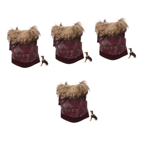 Beavorty 4 Stück warme Hundejacke Kostüm für Haustiere bei kaltem Wetter warme Welpenkleidung Kleider Mäntel Warmhaltende Hundebekleidung Cosplay-Kleidung für Haustiere Winter einstellen Pu von Beavorty