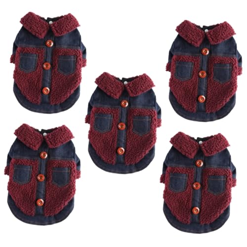 Beavorty 5st Kleidung Für Haustiere Entzückendes Hundekleid Warmhaltende Hundebekleidung Kostü Hundehoodies Für Kleine Hunde Winter-welpen-Jeans Jacke Warm Halten Polyester Haustierzubehör von Beavorty