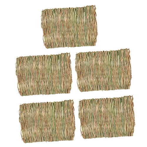 Beavorty 5 Stück Bettwäsche Gewebtes Gras Haustierbett Für Kleine Tiere Bettmatte Ruhekäfigmatte Kleintierbett Hase Kaumatte Kaninchen Spielspielzeug Gras Matte von Beavorty