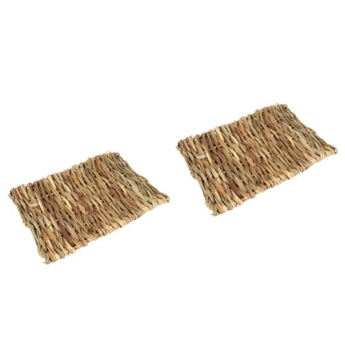 Beavorty 6 Hamstermatte Hamsterbett Spielzeug Häschen-Gras-Pads Geflochtene Strohmatten Hamster Kaubett Bettunterlagen Käfigmatte Für Kleine Haustiere Kaninchengras Kauen Hölzern von Beavorty