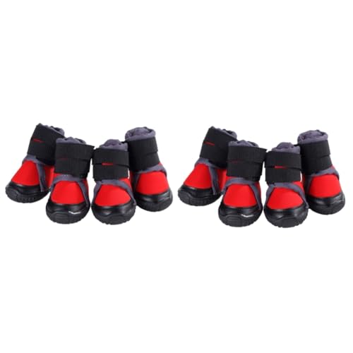 Beavorty 2 Sets Warme Hundeschuhe Griers Pet Outdoor-Schuhe Nicht-Kletterschuhe Hundeschuhe Größe 45 Rot 4 Stück * 2 von Beavorty