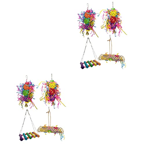 Beavorty 2 Sets Papagei Vogel Papagei Spielzeug Vogel Kauspielzeug Schaukel Design Spaß Hängendes Spielzeug Für Ziervögel 4 Stück * 2 von Beavorty