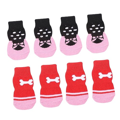 Beavorty 8St Haustier socken Weihnachtshaustiersocken Hundesocken Anti warme Socken Dog Socks Hunde Socke Hundeschuhe Pfotenschützer für Haustiere Weihnachten Haustierschuhe Stricken von Beavorty