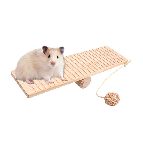 Beavorty Käfigzubehör Wippe Hamsterversteck Zwerghamster Hamster aus Holz Spielzeug Spielset aus Holz Wippe aus Holz Hamster, der Wippe spielt Sport kratzbaum für Katzen Fitness Bambus von Beavorty