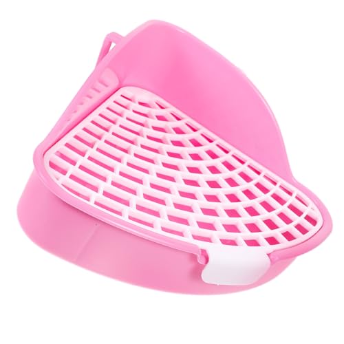 Beavorty Kasten Kaninchentoilette Hamsterbadewanne Igel Töpfchen Kaninchenkäfig Töpfchen Trainer Kleintierstreu Kleine Haustierpfanne Tierbad Toilettenbox Hase Plastik Rosa von Beavorty