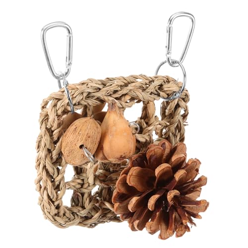 Beavorty Papagei Spielzeug Papageienspielzeug Vogelkäfig-schredder-Spielzeug Haustier Vogel Holzspielzeug Kletternetz Für Papageien Papageien-kletternetz Beissen Kiefernzapfen Kletterseil von Beavorty