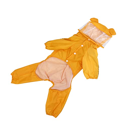 Beavorty Regenmantel Für Haustiere Hund Regenmantel Gelbe Tierregenjacke Hunde-Regen-hoodie Regenbekleidung Für Hunde Regenponcho Für Hunde Regenkleidung Für Hunde Schutz Stoff Einstellbar von Beavorty