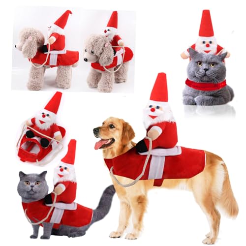 Beavorty Weihnachten Hundekleidung Winter Santa Haustier Kostüm Hund Weihnachtsjacke Kostüm Festival-Haustier Verkleiden Sich Hund Winter Warme Jacke Kleiner Hund Schmücken von Beavorty