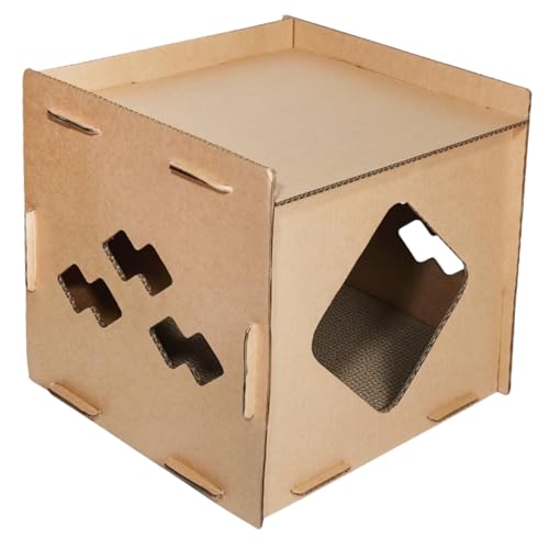 Beavorty Wellpappe-kratzbaum Für Katzen Katzenspielhaus Kätzchenversteck Katzenversteck Katzenkratzhaus Katzenschlafbox Katzenbett Aus Pappe Katzenkratzbox Horizontal Wellpapier Hinweis von Beavorty