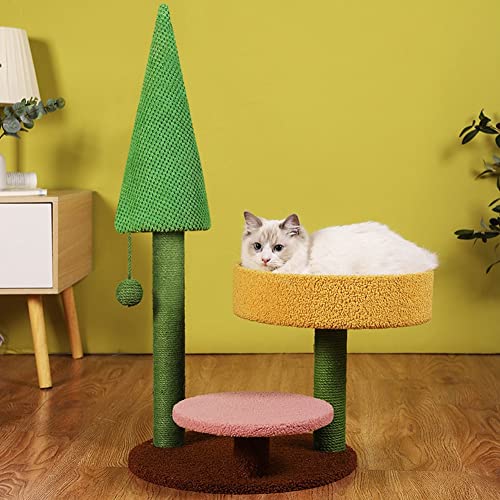 BebeXi katzenbaum Holz Kratzbaum, 80 cm Spielturm für Hauskatzen, Zwinger, Katzenmöbel mit Kratzbrett und Plattform von BebeXi