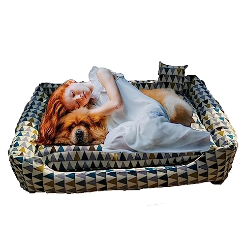 HYQHYX hundebett rund Menschliches Hundebett zum Nickerchen und orthopädisches Hundebett für Sie und Ihr Haustier, 130 cm x 100 cm x 50 cm, waschbarer synthetischer Stoff(Color:2,Size:) von BebeXi