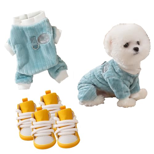 Pullover für Hunde Pullover Hund großExquisit bestickte vierbeinige Kleidung sowie samtige und verdickte warme Winterkleidung Bichon Teddy Kleiner Hund(Color:2,Size:L) von BebeXi