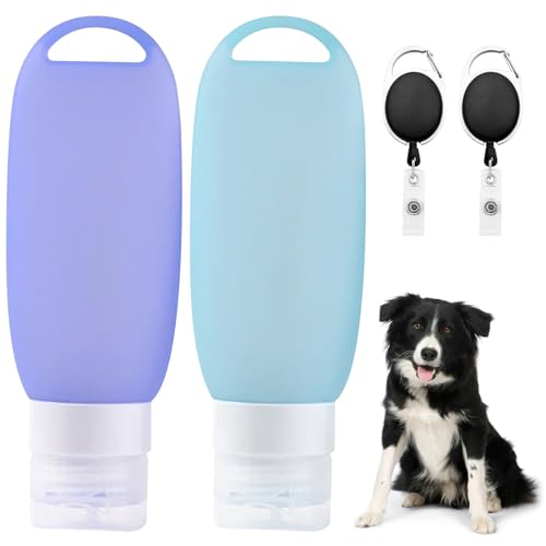 Bebochoi 2 Stück 90ml Futtertube zum Befüllen Hund, Nassfutter Silikon Reiseflaschen Befüllbare Tuben für Hunde mit Karabiner Wiederverwendbar Futtertube Hund für Haustier Draussen von Bebochoi