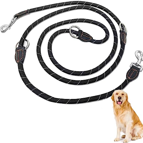 Hundeleine Große Hunde Doppelleine Reflektierend, Hundeleine 3m Verstellbar, Dickes Geflochten Leine Hund mit Karabiner, Bissfest, für Mittelgroße und Große Hunde Aller Größen (13mm × 3 m) von Bebochoi