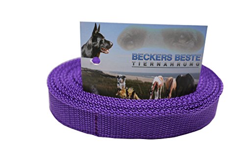 Beckers Beste Tiernahrung - Hundeleine Nylon für große und kleine Hunde - Hundeleinen in 1m lila - Trainingsleine, Führleine, Schleppleine oder Arbeitsleine - Leine mit Schlaufe von Beckers Beste Tiernahrung