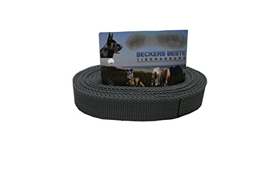 Beckers Beste Tiernahrung Nylonleine Ohne Schlaufe Nylon | Nylon Hundeleine | Nylon Arbeitsleine | Führleine | Trainingsleine | Signal Farben | Langlebig und Sehr Robust (1 m, Grau) von Beckers Beste Tiernahrung