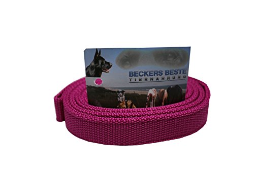 Beckers Beste Tiernahrung Nylonleine Ohne Schlaufe Nylon | Nylon Hundeleine | Nylon Arbeitsleine | Führleine | Trainingsleine | Signal Farben | Langlebig und Sehr Robust (1 m, Pink) von Beckers Beste Tiernahrung