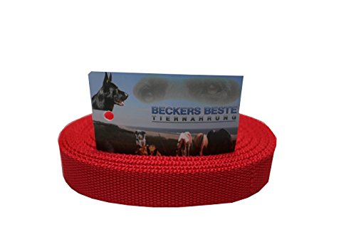 Beckers Beste Tiernahrung Nylonleine Ohne Schlaufe Nylon | Nylon Hundeleine | Nylon Arbeitsleine | Führleine | Trainingsleine | Signal Farben | Langlebig und Sehr Robust (1 m, Rot) von Beckers Beste Tiernahrung