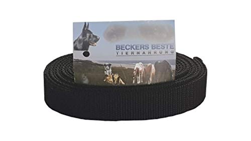 Beckers Beste Tiernahrung Nylonleine Ohne Schlaufe Nylon | Nylon Hundeleine | Nylon Arbeitsleine | Führleine | Trainingsleine | Signal Farben | Langlebig und Sehr Robust (1 m, Schwarz) von Beckers Beste Tiernahrung