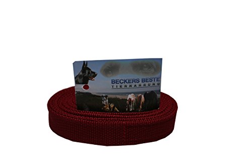 Beckers Beste Tiernahrung Nylonleine Ohne Schlaufe Nylon | Nylon Hundeleine | Nylon Arbeitsleine | Führleine | Trainingsleine | Signal Farben | Langlebig und Sehr Robust (20 m, Bordeaux) von Beckers Beste Tiernahrung