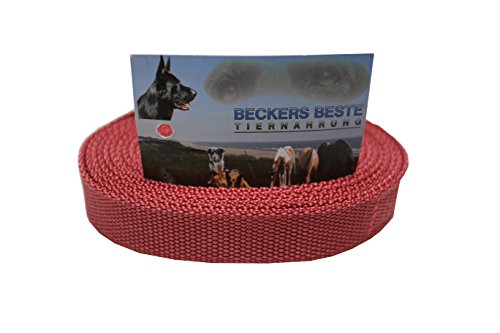 Beckers Beste Tiernahrung Nylonleine Ohne Schlaufe Nylon | Nylon Hundeleine | Nylon Arbeitsleine | Führleine | Trainingsleine | Signal Farben | Langlebig und Sehr Robust (3 m, Altrosa) von Beckers Beste Tiernahrung