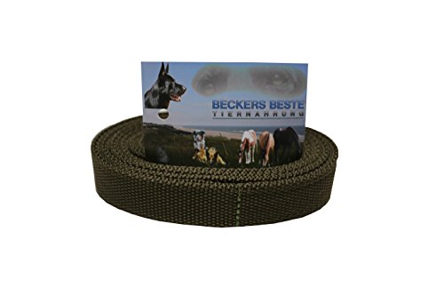 Beckers Beste Tiernahrung Nylonleine Ohne Schlaufe Nylon | Nylon Hundeleine | Nylon Arbeitsleine | Führleine | Trainingsleine | Signal Farben | Langlebig und Sehr Robust (4 m, olivgrün) von Beckers Beste Tiernahrung